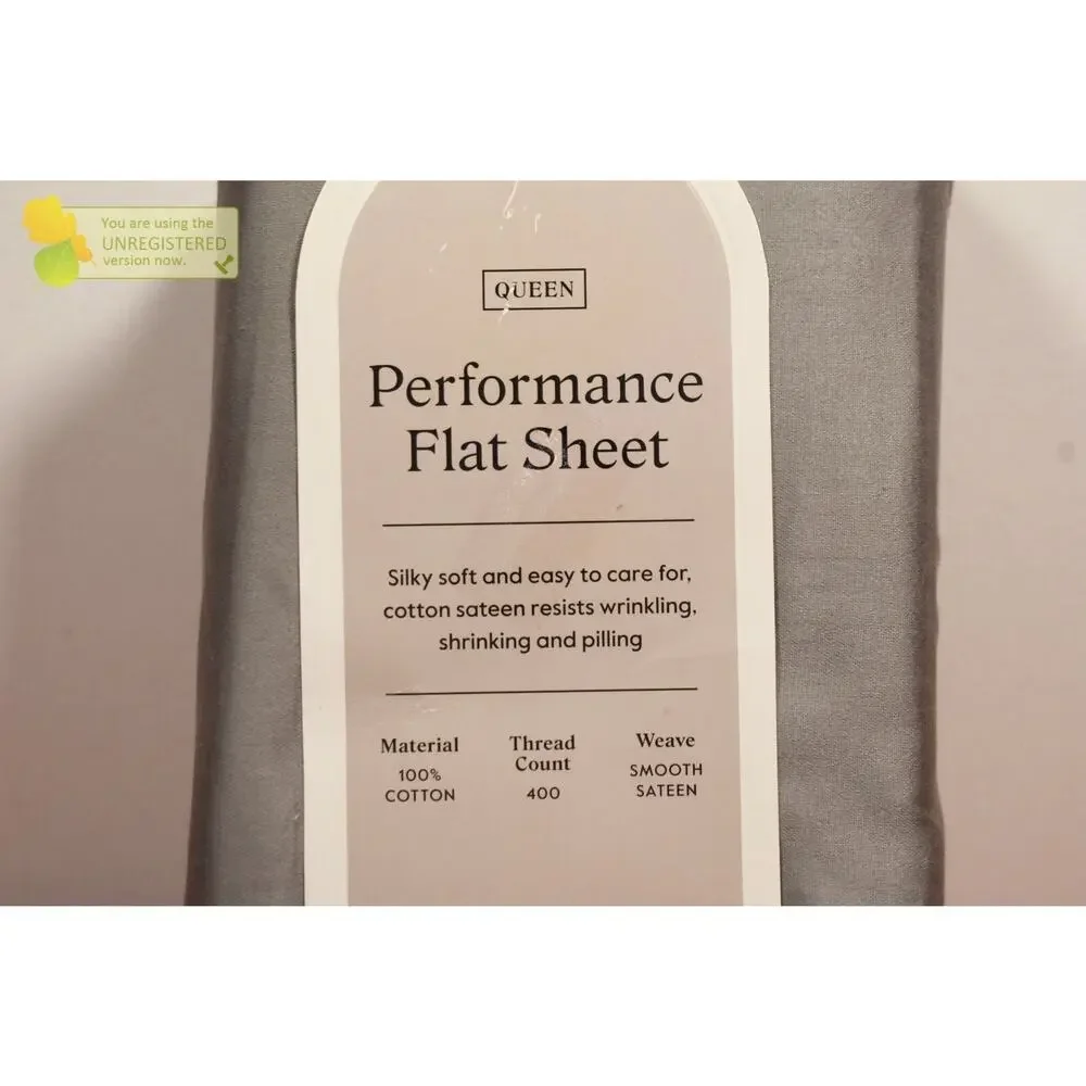 Threshold 400 Thread Count Performance Flat Sheet Classic Gray Queen*#